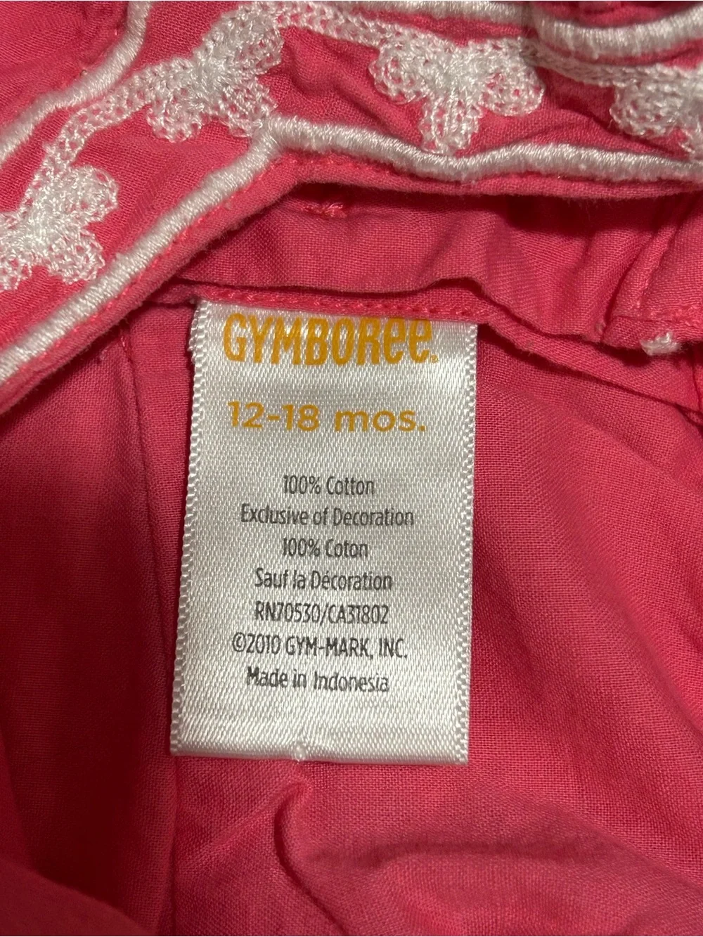 Gymboree Girls 12-18 Months Pink Sea Embroidered Handkerchief Hem Dress Beach